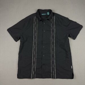 Cubavera Shirt Mens Medium Black Short Sleeve Guayabera Button Up Casual Top